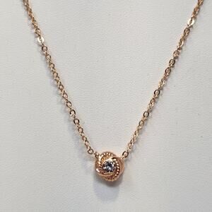 Kate Spade Infinity and Beyond Knot Mini Pendant Necklace Rose Gold Plated CZ